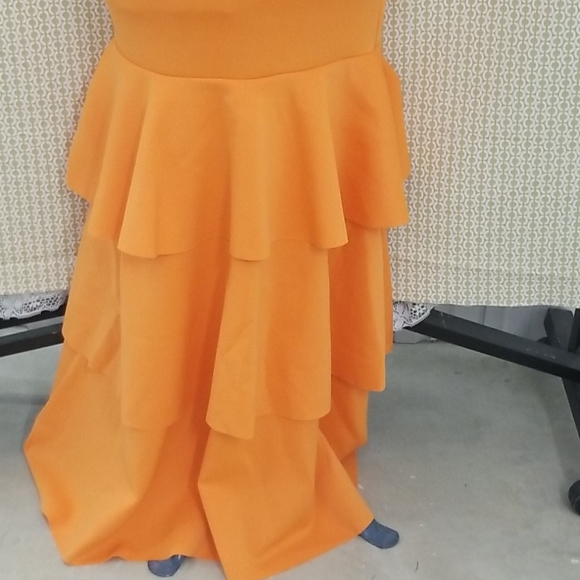 Asos Orange Ruffled Spaghetti strapped Dress - Picture 5 of 9